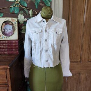 AG White Chropped Denim Jacket Size Small